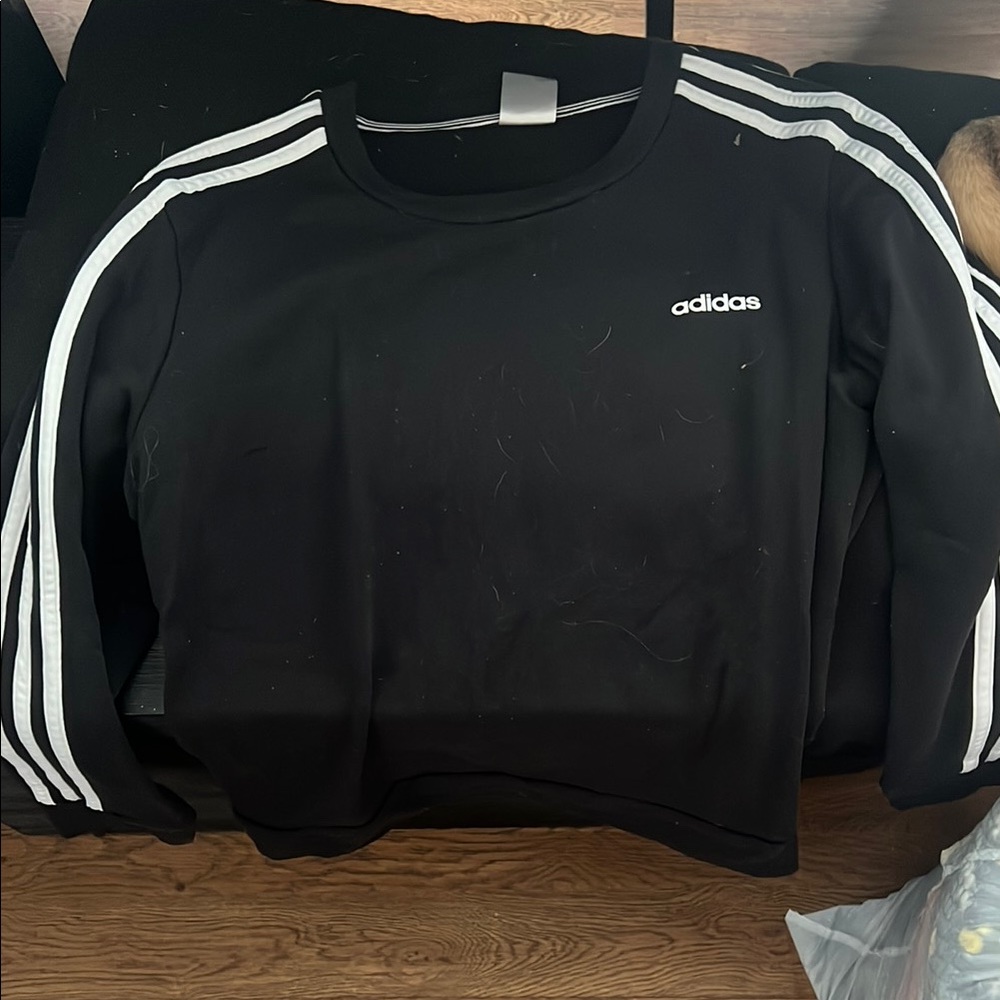 Adidas Black Sweatshirt with White Stripes
